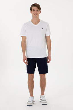 Erkek Regular Fit V Yaka Siyah Basic Ti__rt
