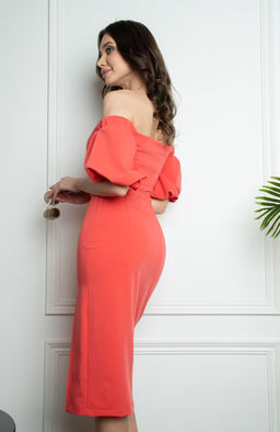Платье-футляр коралловый - Donna saggia фото 2