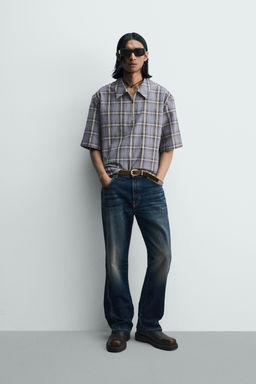 CAMISA POLO CREMALLERA CUADROS / Azul / Lavanda