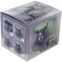 Чайник заварочный стеклянный 900 мл с металлическим ситом Селфи.микс