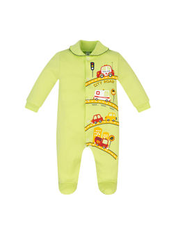 Комбинезон ясельный салатовый принт спецмашины