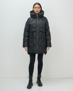 Куртка зимняя женская с капюшоном модная черного цвета 7653Ch - Visdeer фото 14