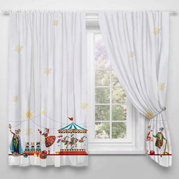 Комплект штор д/кухни с подхватами Щелкунчик 145х180см-2 шт., 100% п/э