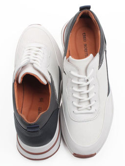 03-10-57 WHITE/DK. GREY Кроссовки мужские (натуральная кожа, текстиль)