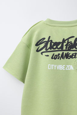 SUDADERA MANGA CORTA GRAFFITI / verde lavado - Zara фото 4