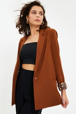 Kahverengi Regular Astar Detayl? Dokuma Blazer Ceket TWOAW20CE0316