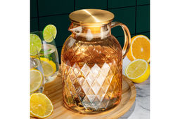 Кувшин 1,8 л 18*13*19,5 см "Crystal glass" золото+метал.крышк. с силик.уплотнит, ионное покр