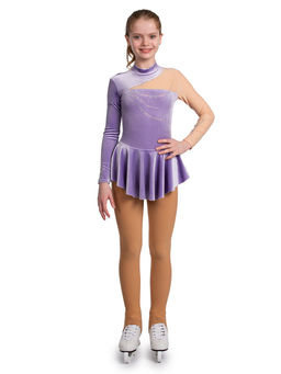 8704 Платье для фигурного катания из бархата со вставкой и стразами - Chersa фото 4