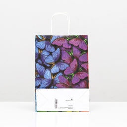 Цена за 10 шт. Пакет крафт Радужные бабочки, 18 х 8 х 25 см - UPAK LAND фото 2