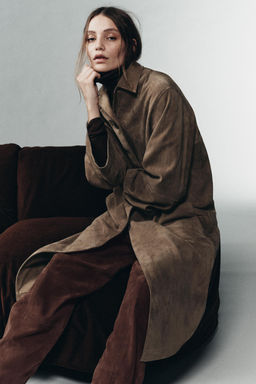 100% SUEDE LEATHER COAT LIMITED EDITION - Zara фото 14