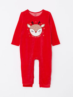 Bisiklet Yaka Uzun Kollu Y?lba?? Temal? K?z Bebek Tulum