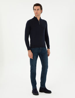 Темно-синий базовый свитер стандартной посадки - Cacharel фото 4