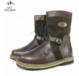 Монголки детские коричневые, войлочная подошва