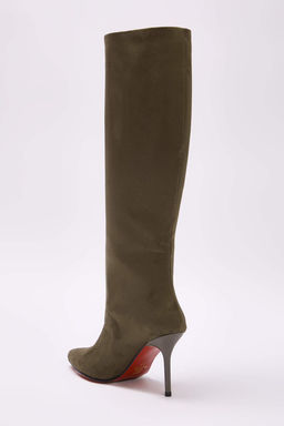 Siyah Suet K?rm?z? Taban Sivri Burun Ince Topuklu Kad?n Cizme TAKAW26CZ00032 - Trendyolmilla фото 8