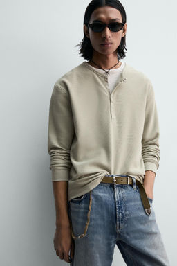 CAMISETA CUELLO PANADERO WAFFLE LIMITED EDITION / Crudo medio - Zara фото 6