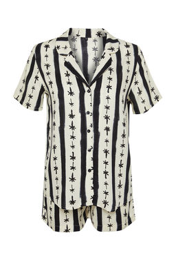 Trendyolmilla Siyah-Cok Renkli Desenli Viskon Sortlu Dokuma Pijama Tak?m? THMSS24PT00084 фото 7