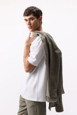 New Regular Fit Bisiklet Yaka Basic Duz K?sa Kollu Tisort