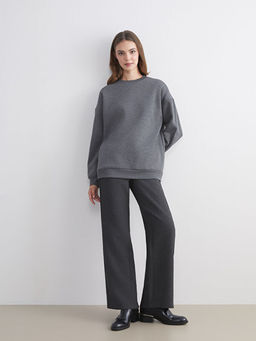 Bisiklet Yaka Oversize Kad?n Sweatshirt Tunik