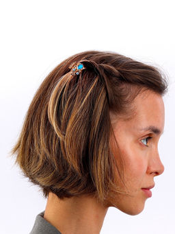 Цена за 12 шт. Крабик для волос «Индия», тюльпан, 2.5 см, золото МИКС