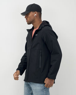 Ветровка спортивная мужская с капюшоном softshell черного цвета 9563Ch - Mtforce фото 9