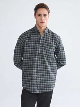 Regular Fit Uzun Kollu Ekose Gabardin Erkek G?mlek