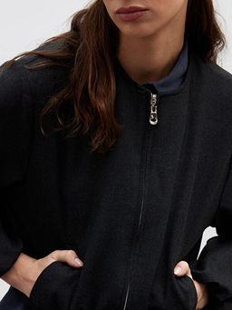 Bisiklet Yaka Crop Kad?n Ka?e Ceket