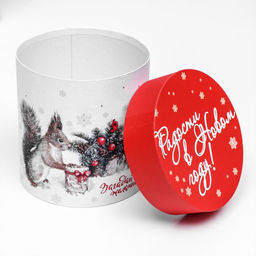 Набор шляпных новогодних коробок 5 в 1 «Зима время чудес», 23×23 — 15×15 см