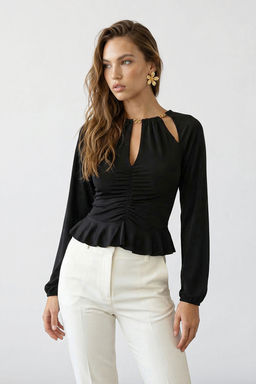 Siyah Pencere/Cut Out Detayl? Aksesuarl? Orme Bluz TPRAW24BZ00053