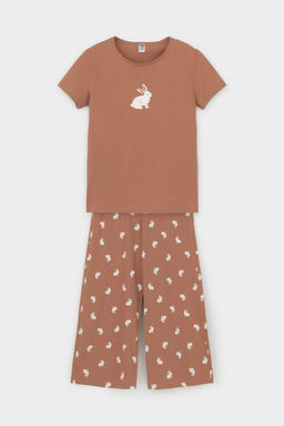 Crockid _ КБ 2827/кофейный мусс,белый кролик пижама для дев