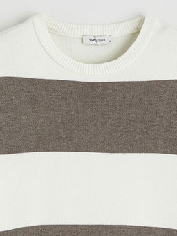 Bisiklet Yaka ?izgili Erkek Triko Kazak