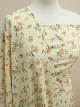 Штапель Нарциссы на молочном, ш.1.45м, вискоза-100%, 100гр/м.кв - Купава фото 5