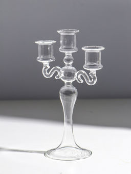 Стеклянный подсвечник на 3 свечи «Канделябр. Версаль», прозрачный, d=2.2 см, 21×14×7.7 см