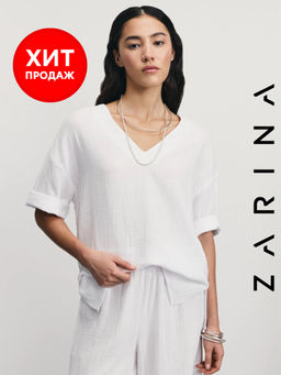 Рубашка из муслина с V-образным вырезом / Zarina