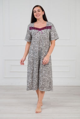 Ночная сорочка из кулирки Кружевница огурчик черно-бордовый - Амадэль фото 4