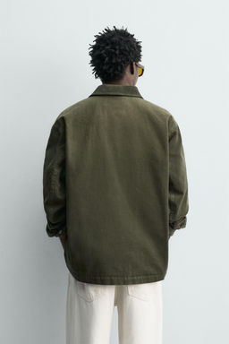 WASHED JACKET WITH COMBINED COLLAR - Zara фото 3