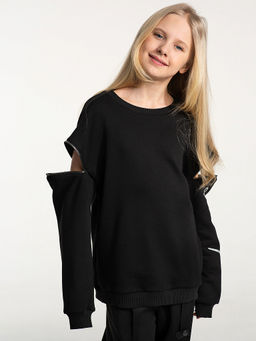Черный свитшот для девочки, модель 1612 - Mooriposh фото 6