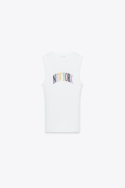 EMBROIDERED SLOGAN TOP - Zara фото 8