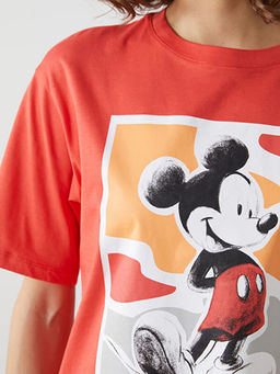 Mickey Mouse Bask?l? Oversize Kad?n Ti??rt