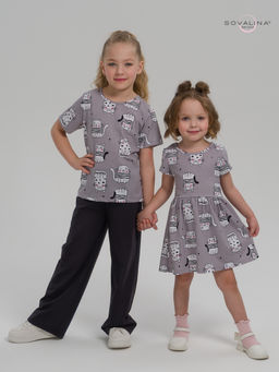 Костюм Лето котейки на сером-фуме - Sovalina фото 3