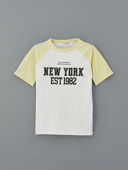 Bisiklet Yaka Bask?l? Erkek ?ocuk Ti??rt