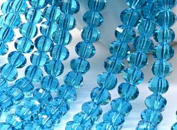 Граненые бусины рондель 10*8мм цв.лазурный, 40см, 51 бусина Радуга камня