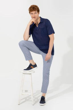 Erkek Carrot Fit Mavi Kanvas Pantolon