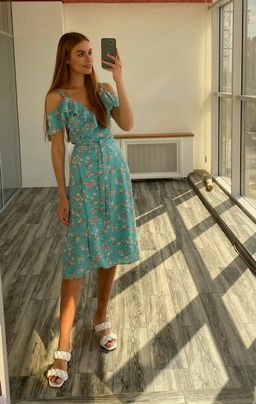 4195 Сарафан в цветочек в цвете тиффани - Martichelli фото 12