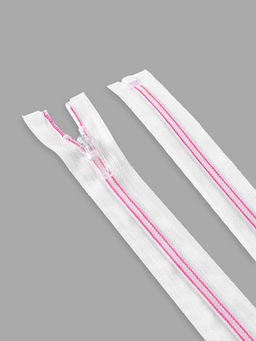 Цена за 10 шт. Молния «Спираль», №5, разъёмная, замок автомат, 40 см, белая, розовая