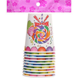 Цена за 6 шт. Стакан бумажный 0,2л в наборе 10 шт "Сладкий праздник"