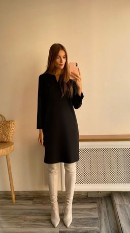 2348 Платье с фигурной горловиной чёрное - Martichelli фото 9