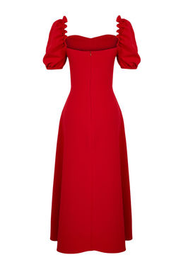 K?rm?z? A-Kesim Balon Kol Detayl? Dokuma S?k Abiye Elbise TPRSS24EL00195 - Trendyolmilla фото 7