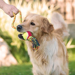 Игрушка канатная с ручкой и мячом, до 150 г, до 35 см, микс цветов - Пижон фото 5