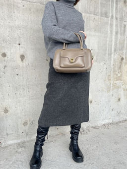 Женская кожаная сумка бочонок 3132 Хаки