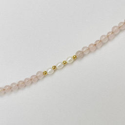 Колье из Розового кварца и Жемчуга 43 см +